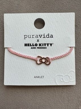 NEW Pura Vida x Sanrio Hello Kitty Bow Anklet Pink Rope LIMITED COLLAB SOLD OUT